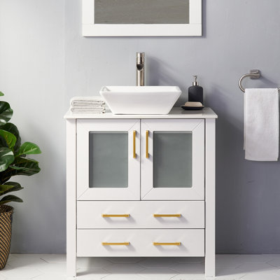 Meuble-lavabo simple 30 po blanc avec lavabo en céramique