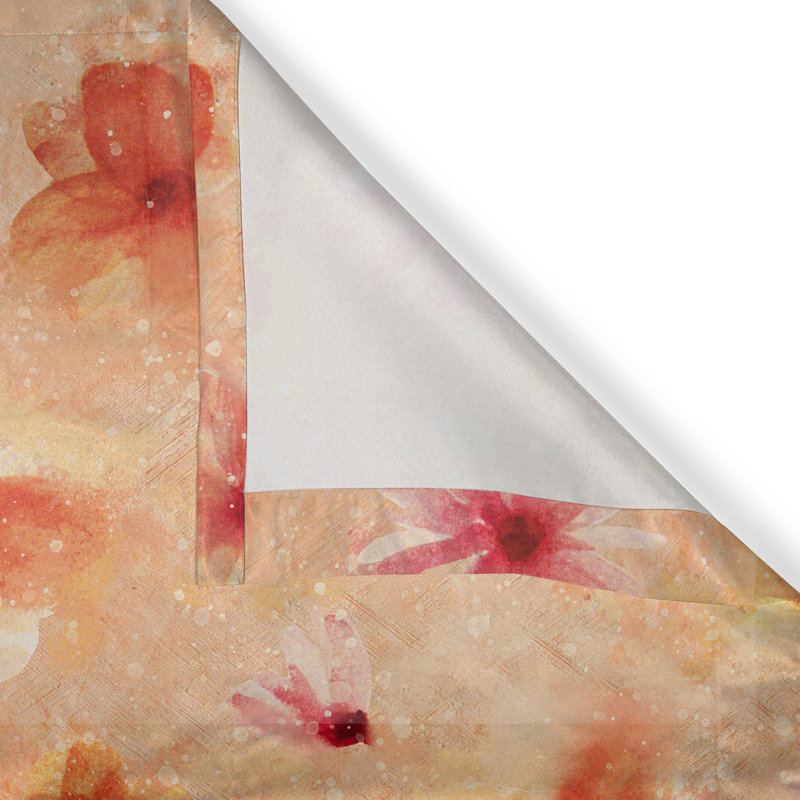 Red Barrel Studio®, motif floral avec œillets, fleurs délicates, corail foncé, pêche pâle, L 50 po x L 108 po