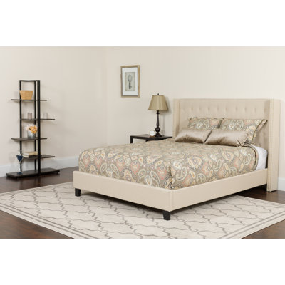 Aluino Tufted Upholstered Platform Bed with Pocket Spring Mattress
