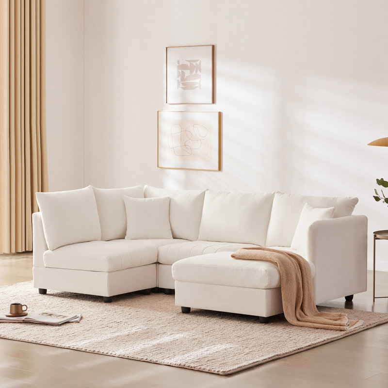 Canapé modulaire à accoudoirs carrés de 89 po Krystynn, Blanc