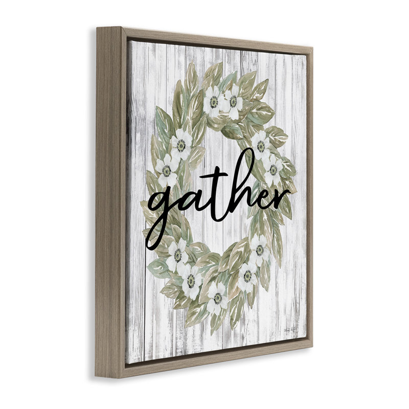 «Gather Greenery» par Cindy Jacobs, Cadre flottant orme Montalcino, H 18 po x l 18 po