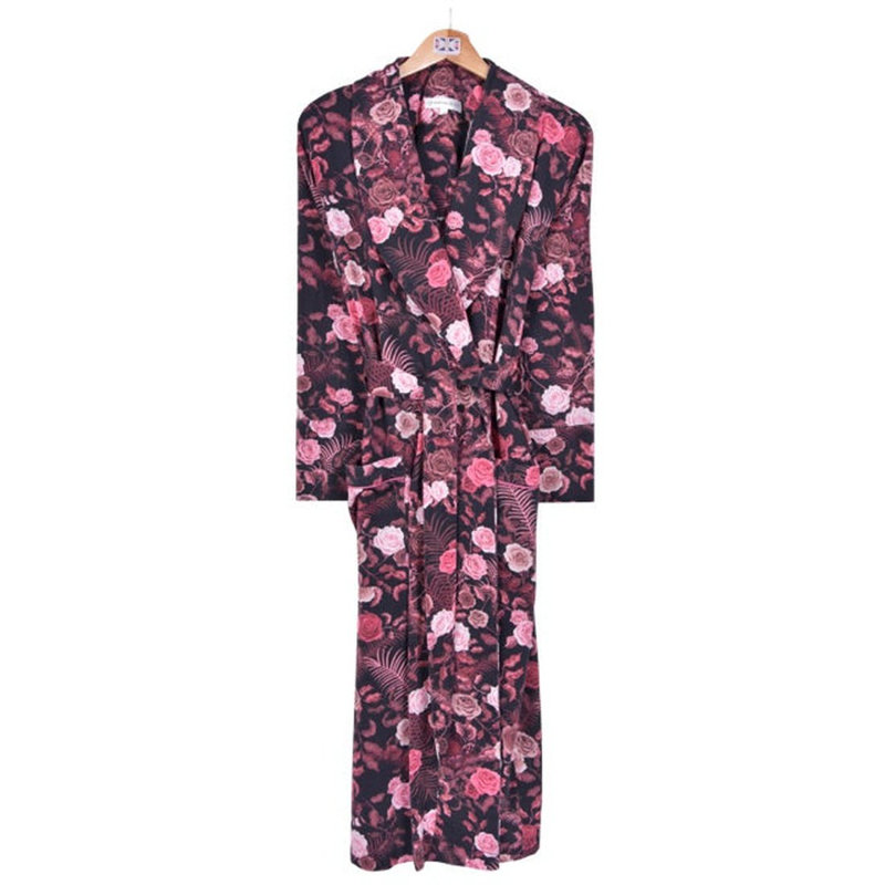 100% Cotton Velour Mid-Calf Bathrobe with Pockets, M
