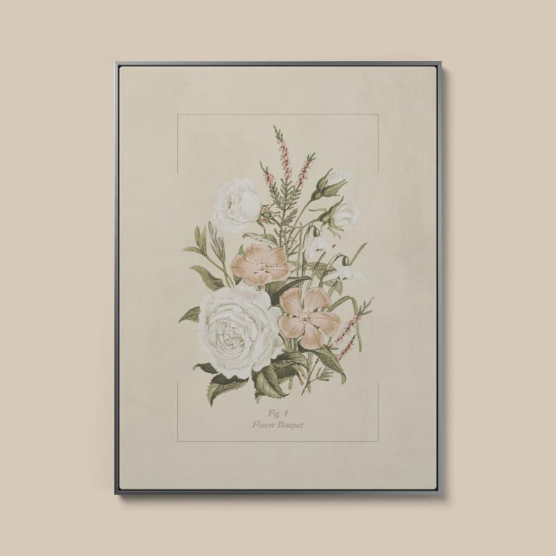 «Flower Bouquet # 4» par Sundance, impression sur toile, H 48 po x l 36 po, Cadre plat flottant, Argent