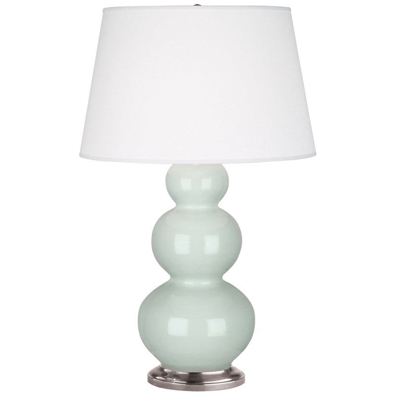 Ceramic Table Lamp, 32.75" H x 10" W x 10" D, Celadon Glazed Ceramic/Antique Silver