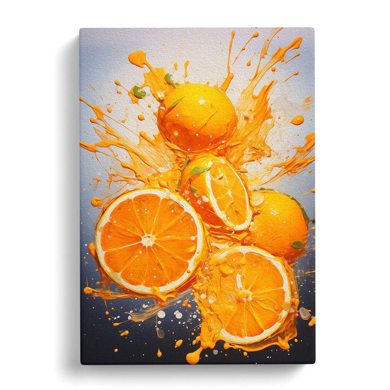 Orange Fruit Action Painting - Wrapped Canvas, 76cm H x 50cm W x 3cm D