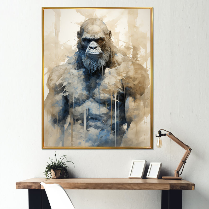 Angry Bigfoot II - Impression sur toile Bigfoot, Cadre flottant doré, H 32 po x l 24 po x P 1 po