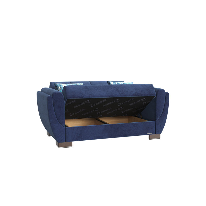 Causeuse convertible avec rangement en microfibre bleue Primenest Collection Nimbusflow, Bleu