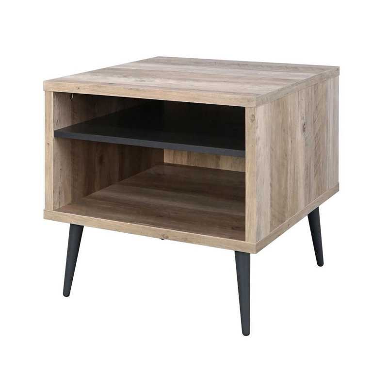 Table de bout en bois massif avec rangement Luano