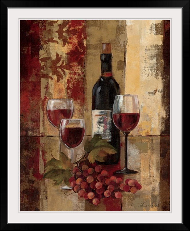 «Graffiti and Wine II» par Silvia Vassileva - reproduction, H 44 po x l 37 po x P 1 po, Cadre noir