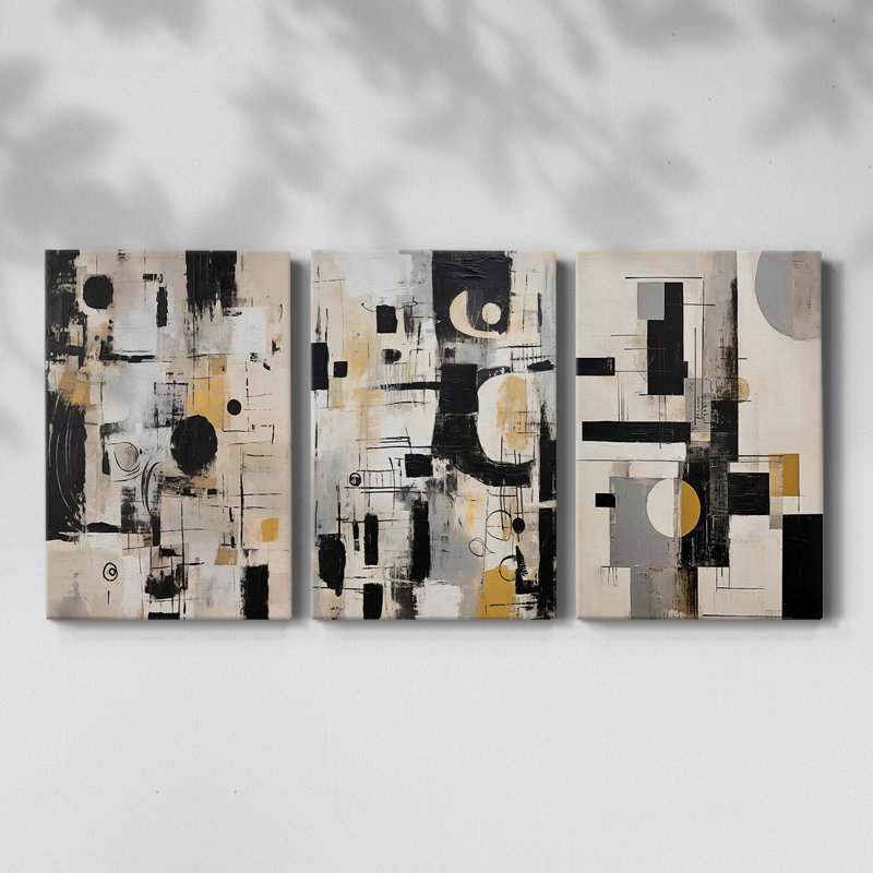 Série ABSTRACT CCDCLXXIV - Toile tendue sur mesure - 3 pièces, H 36 po x l 72 po