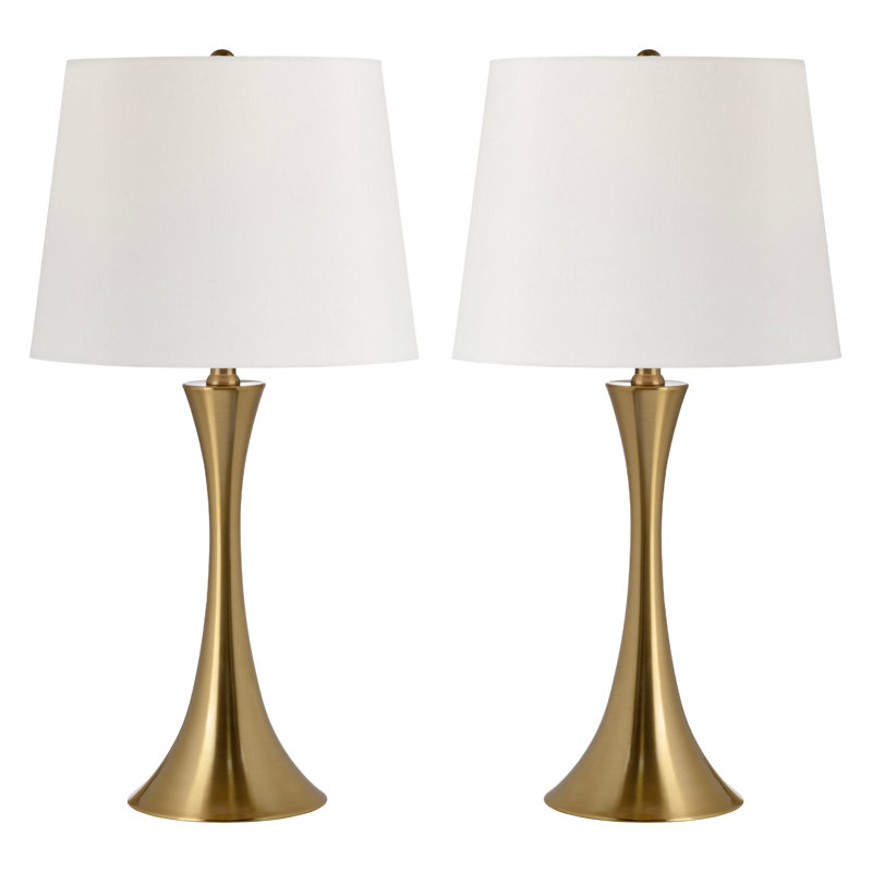 Ensemble de 2 lampes de table en métal avec abat-jour, Or