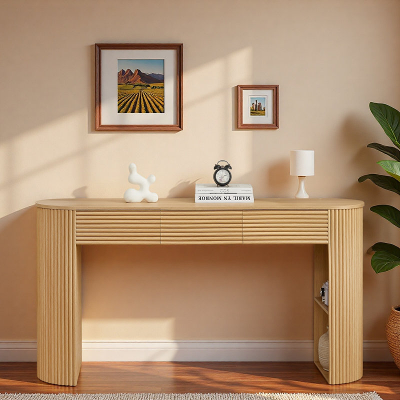 Console moderne à 3 tiroirs Nara, Naturel