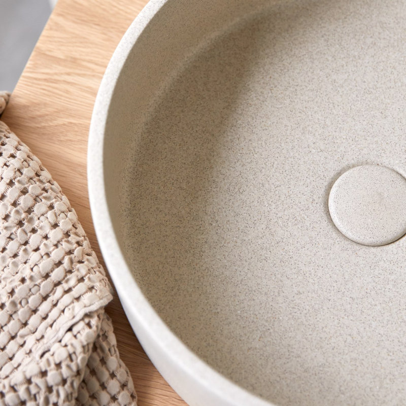 Gina Round Black Terrazzo Bathroom Sink, Cream