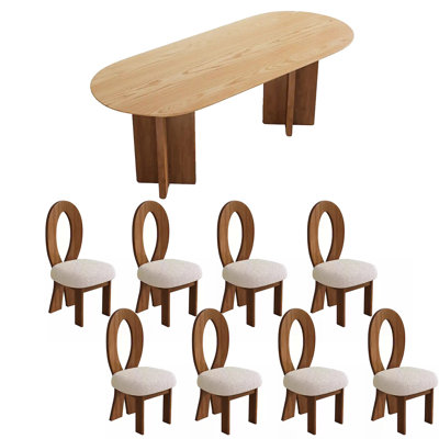 Solid Wood Durable Oval Dining Table Sets.
