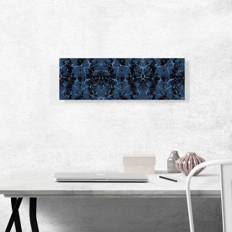 Noir, bleu, bleu, moderne, reproduction d'art sur toile panoramique, H 12 po x l 36 po x P 0,75 po