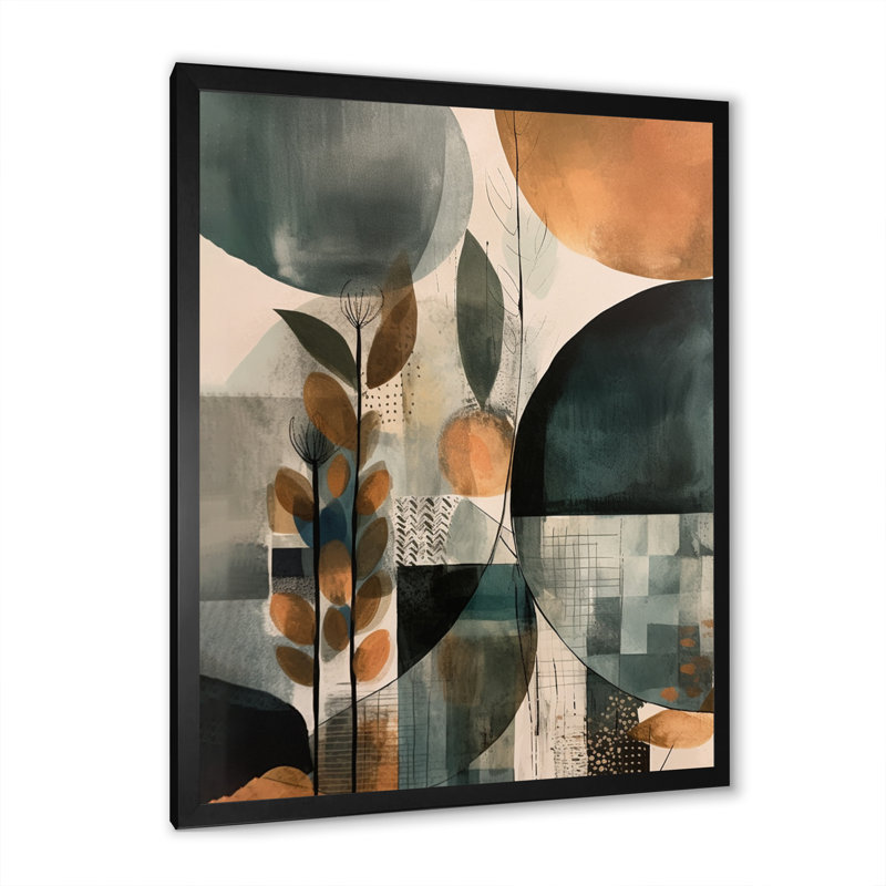«Lyna Green and Brown Artistic Libération II», reproduction sur toile, H 32 po x l 16 po x P 1 po, Cadre photo noir