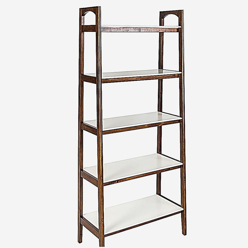 Tablette / bibliothèque, Blanc cassé / pacane