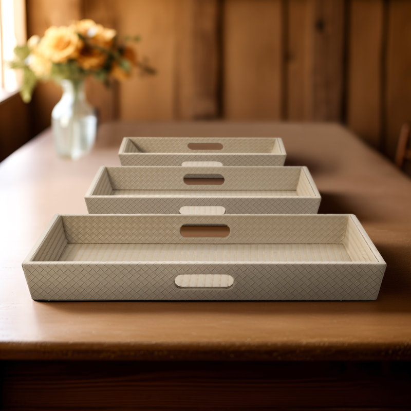 Sagebrook Home Amidala Serving Trays - Set of 3, Tan