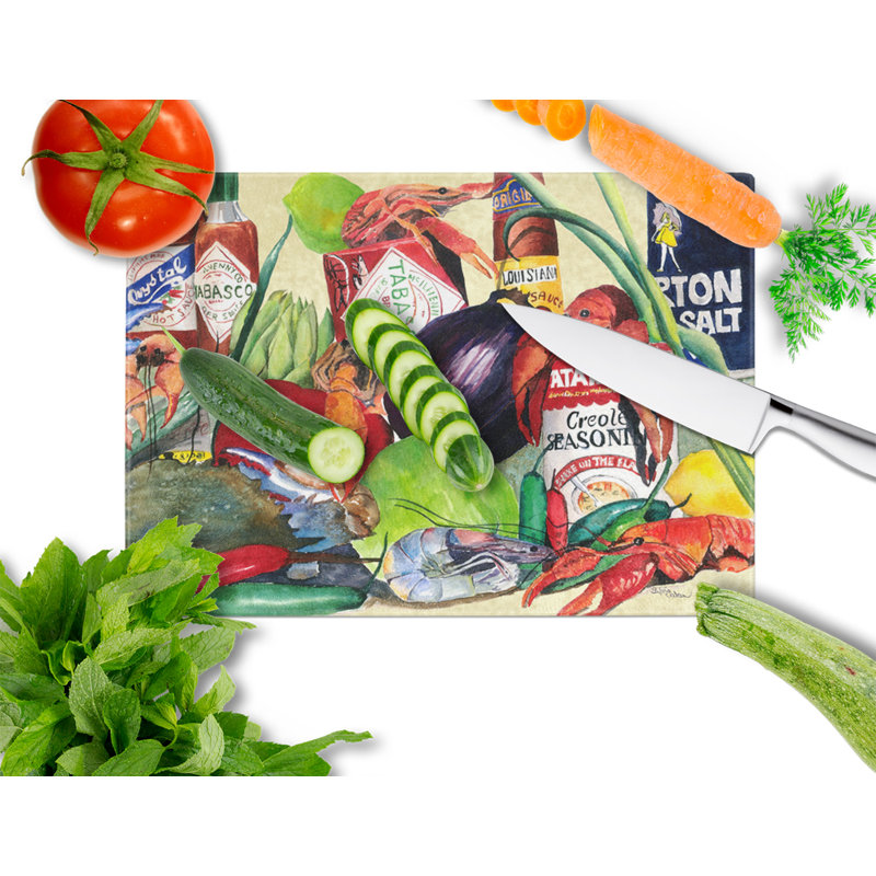 Caroline's Treasures Crawfish Glass Cutting Board