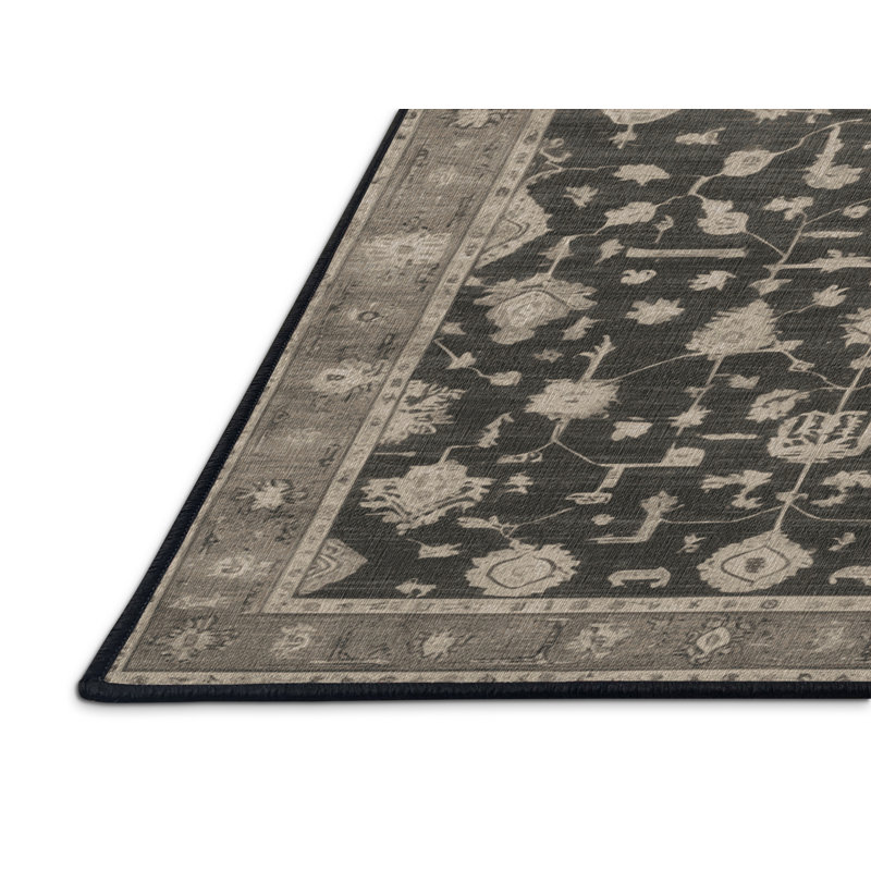 Tapis noir surteint lavable à la machine, Rectangle 4pi x 6 pi