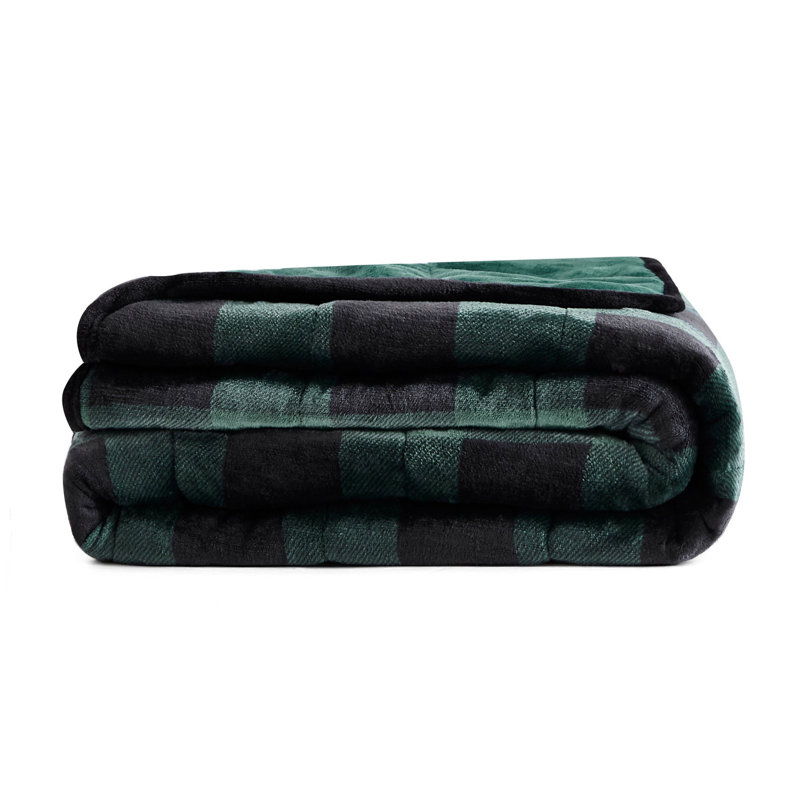 Weighted Throw Blanket, Green Plaid