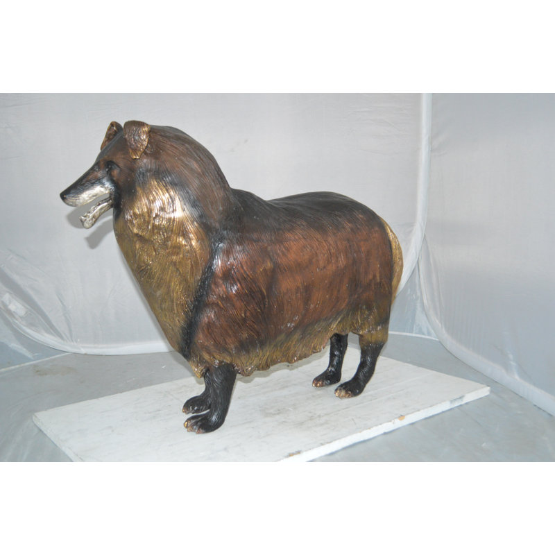 Jaworski Collie Dog Bronze Statue -  Size: 31"L x 9"W x 24"H.