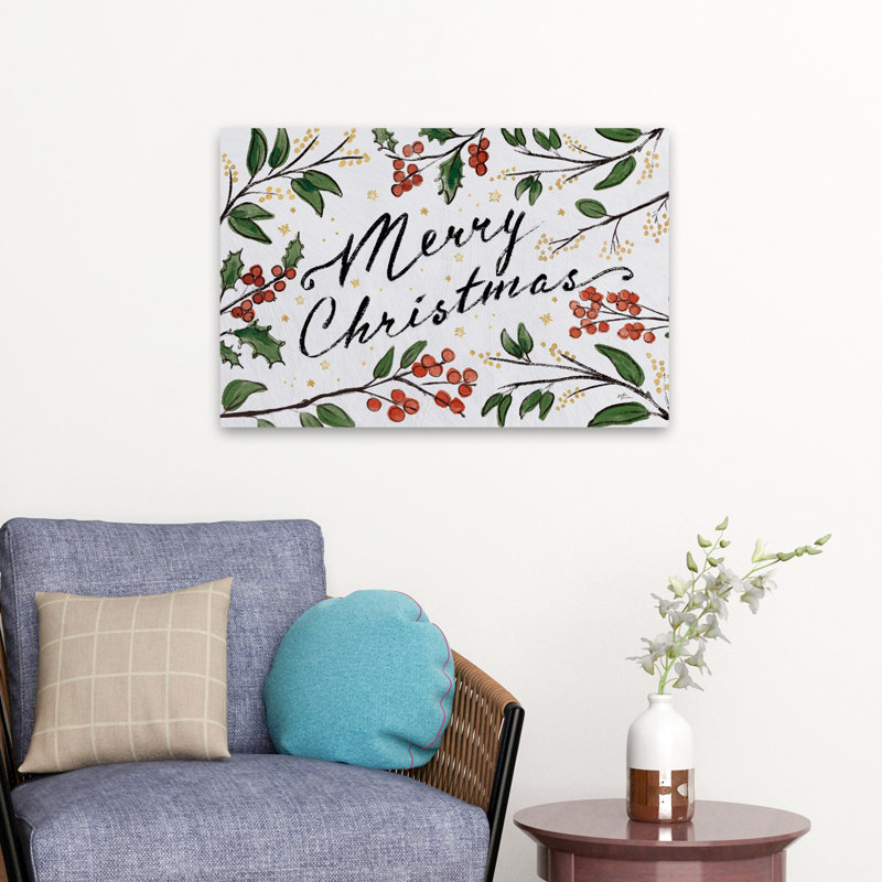 Inspiration de Noël, verdure - branches de baies, art doré de Noël, H 16 po x l 24 po