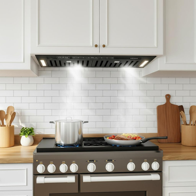 30 In. 900 Cfm Insert Range Hood In Black Stainless Steel With Dishwasher Filter