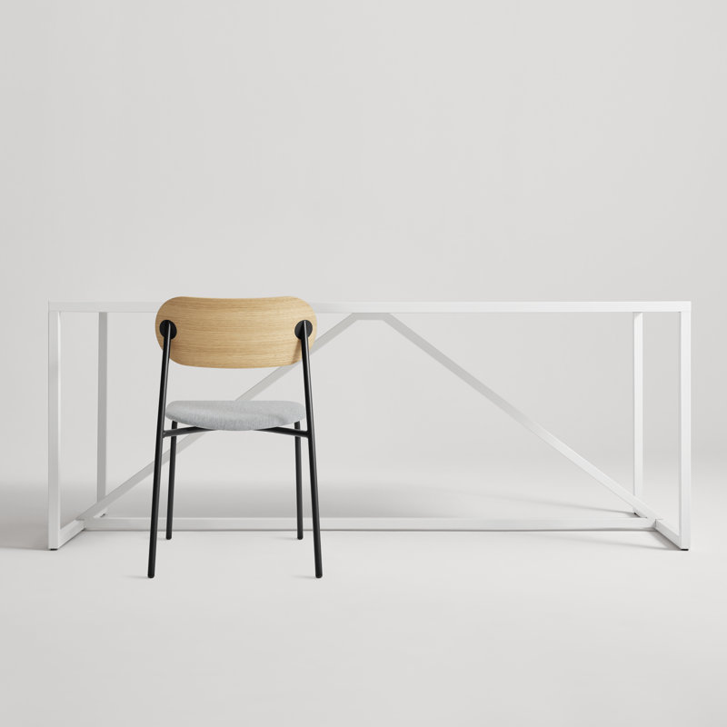 SideBySide Upholstered Dining Chair, White Oak, Maharam Mode in Intaglio Crossweave