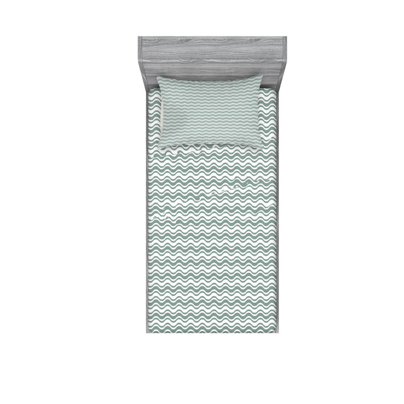 Microfiber Abstract Sheet Set, Twin Sheet Set with Fitted Sheet