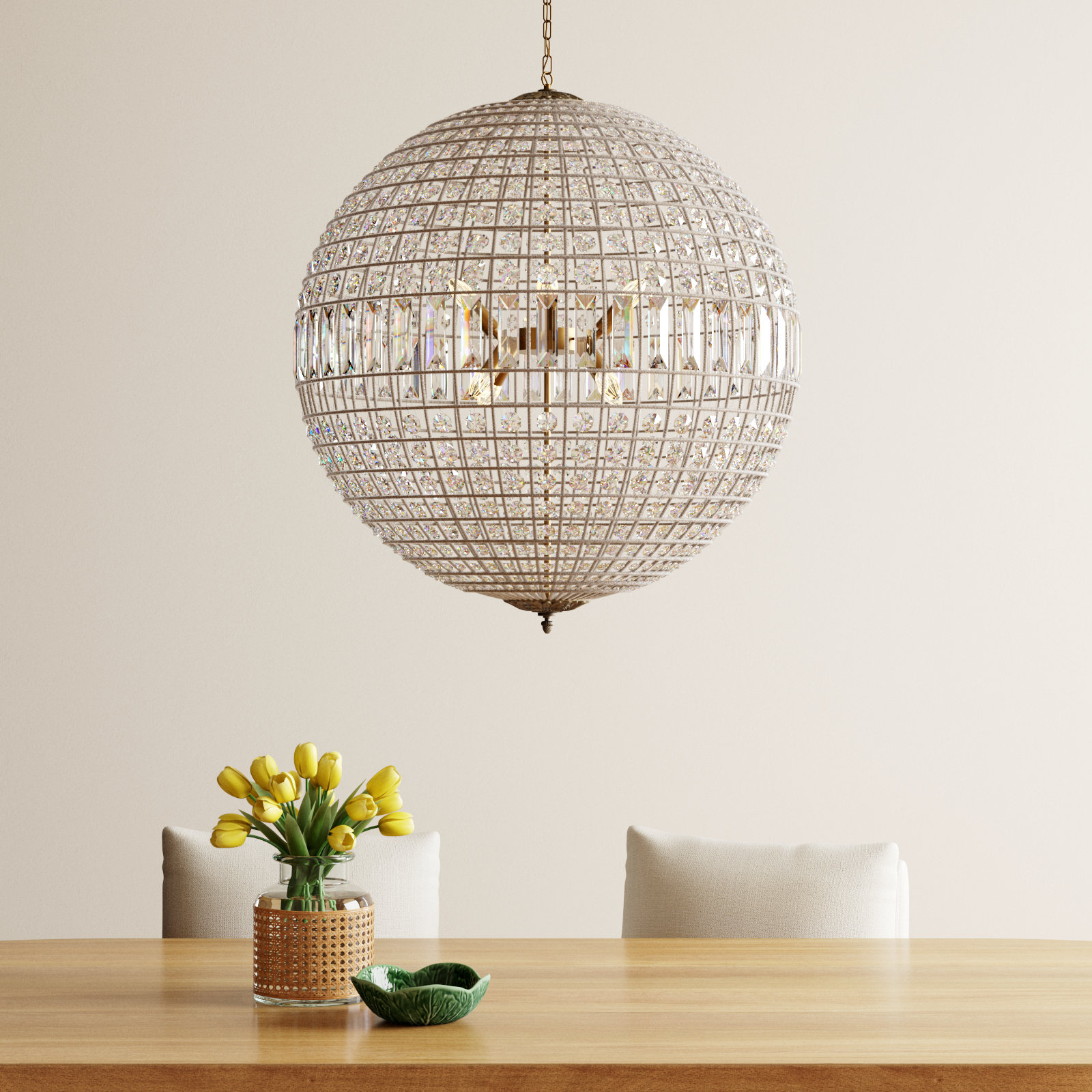 Rola 8 - Light Metal Dimmable Globe Chandelier, French Gold