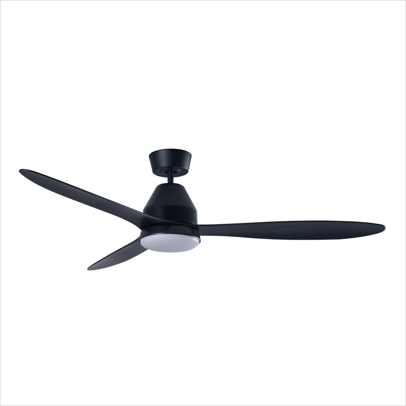 56" Smart WiFi Indoor/Outdoor DC Ceiling Fan with LED Light and Remote, Damp Rated, Black Ceiling Fan, Black