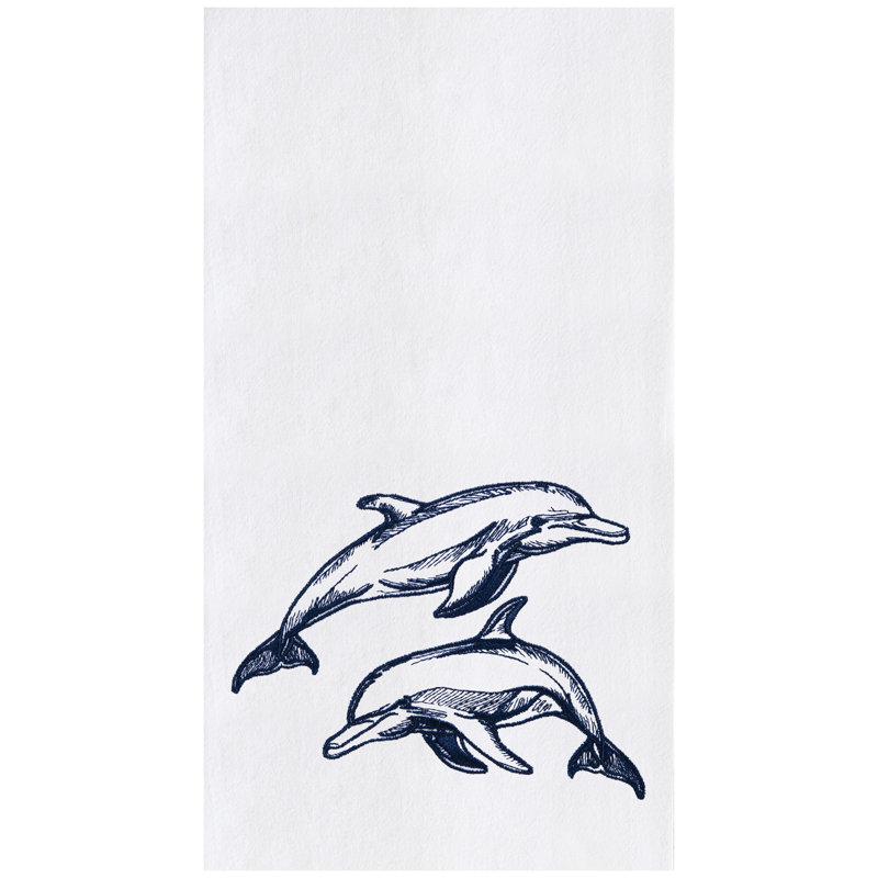 Débarbouillette brodée Blue Dolphins