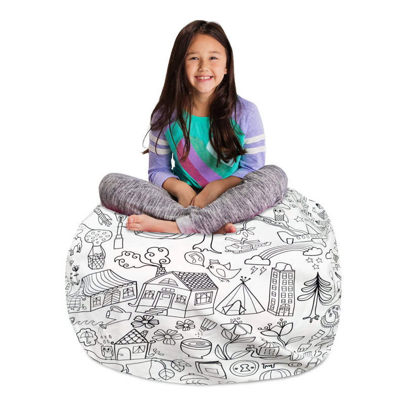 Housse pour fauteuil à billes Kids, Toile - tissu colorés et monde amusant, Grand - 38 po