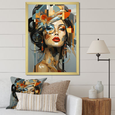 Glam Harmonious Cubist Woman Portrait I - Fashion Canvas Print