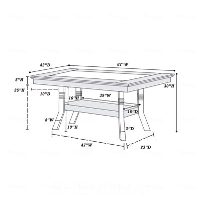 Table de salle à manger avec plateau en bois d'hévéa et plateau en verre