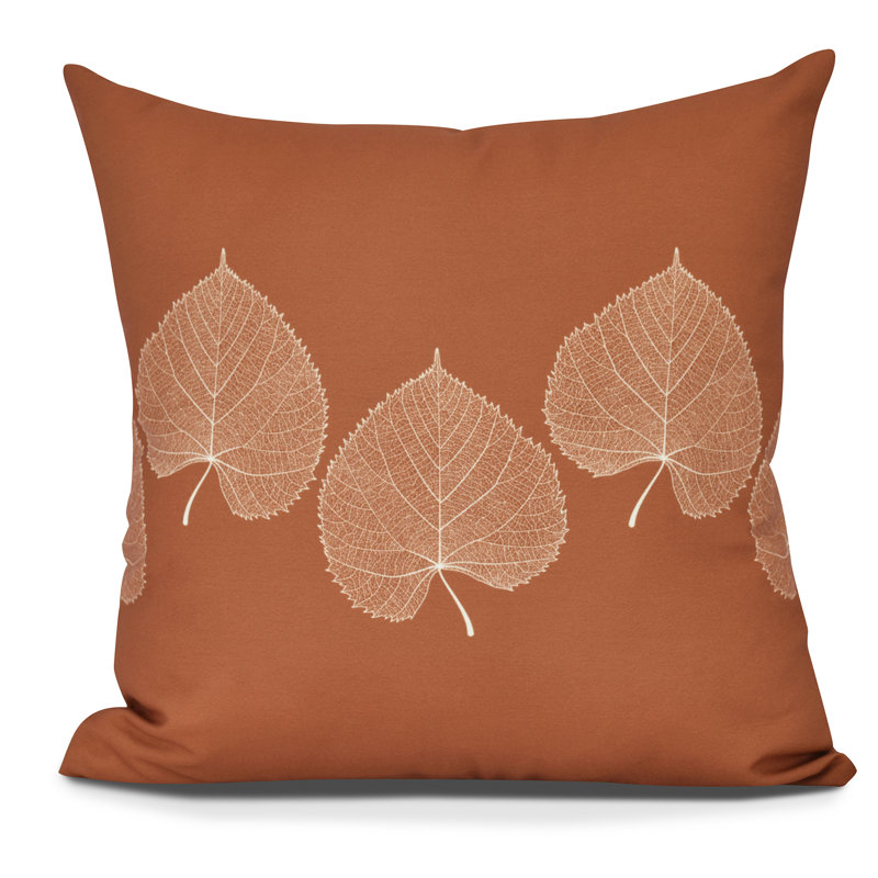 Goals, Gourds, And Gatherings Floral Reversible Throw Pillow, 16" H x 16" W, Orange