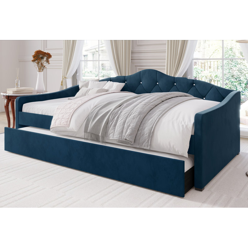 Caitronia Upholstered Daybed, Navy Blue