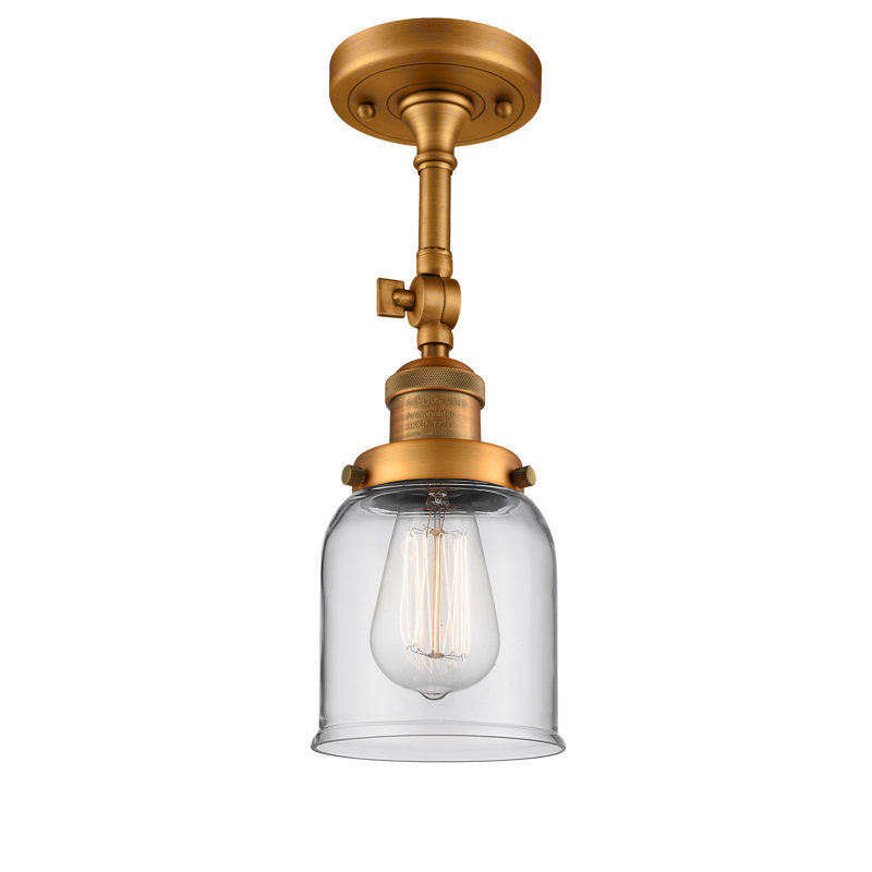 Applique murale 1 lumière 8 po Bell, Ampoule à DEL rétro de 6 watts, Clair, Laiton brossé