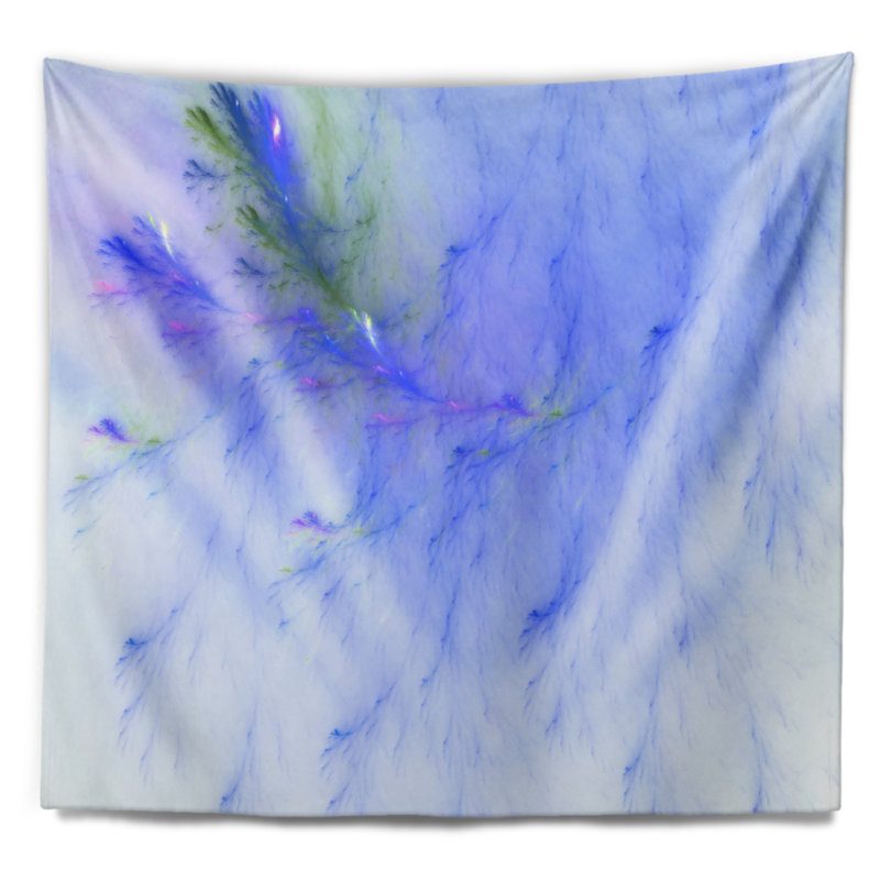 Tapisserie abstraite veines de marbre bleu clair, H 50 po x l 60 po