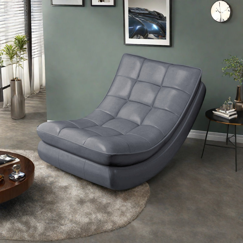 Chaise berçante en cuir rétro, Gris