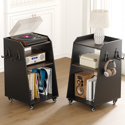 Record Player Stand Set With Storage For Bedroom,Living Room,Office,Turntable Stand Table With Open Storage, Audio Rack
