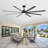 Powerful 8 Blade Aluminum Industrial Ceiling Fan With Dc Motor & 3 Color Adjustable Led Light, High Airflow For Large Living Rooms, Indoor & Covered Outdoor-837407232
