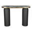 Console 43 po à double caisson en acier et marbre véritable noir et or 43 po