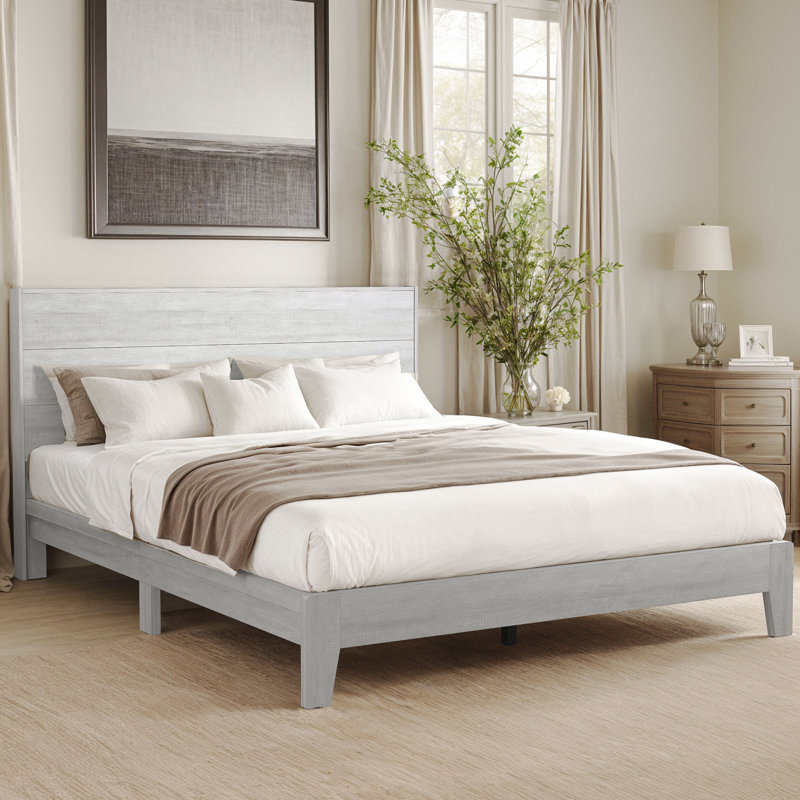Allyannah Levison Platform Bed With Headboard, Queen, Dusty Gray Oak
