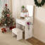 Miroir de coiffeuse à 3 couleurs avec tabouret, coiffeuse pour la chambre à coucher, 2 tiroirs et 5 armoires de rangement (4 ouvertes + 1 cachée), éclairage réglable-1360509713
