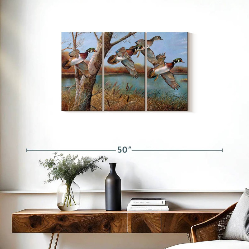 Brampt volant des canards en bois, H 20 po x l 33 po