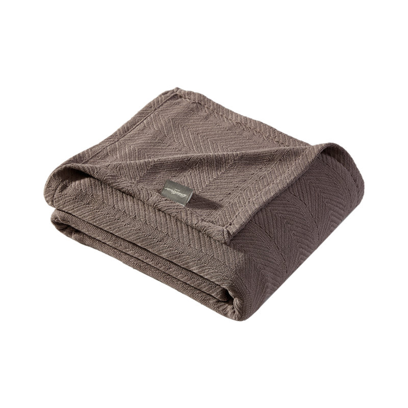 Couverture réversible en coton Herringbone de Eddie Bauer, Simple, Champignon