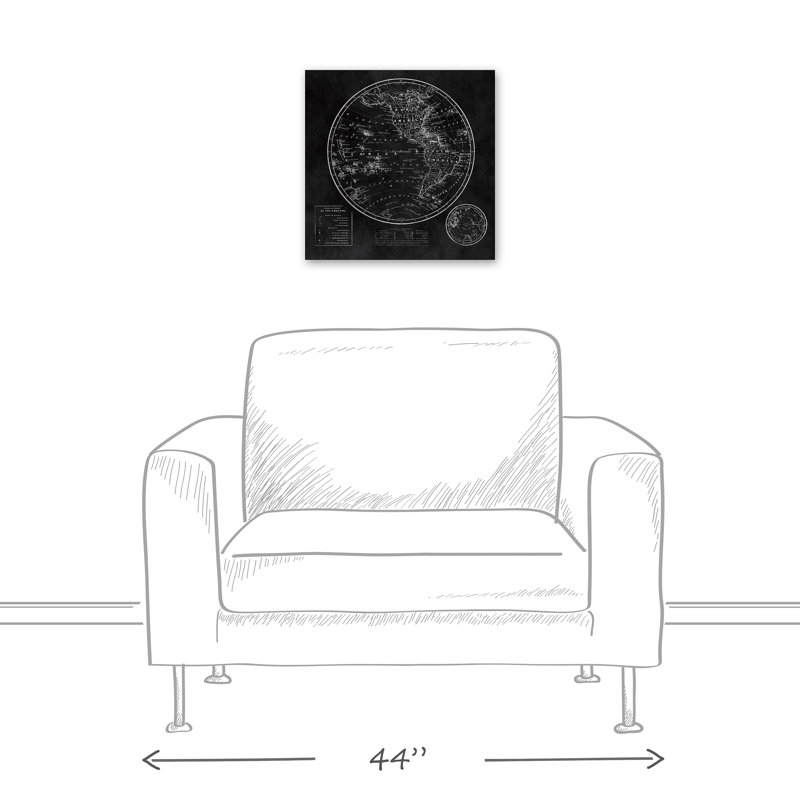 " Round World Map Black "