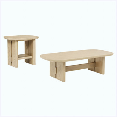 Ensemble de table basse et de table de bout 2 pièces Coastal Beige Oak